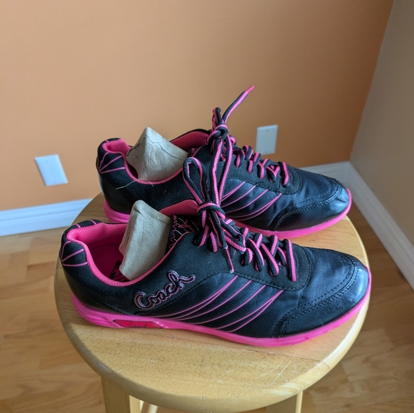 COACH Sneakers Women's Size 8 Black & Pink Q1286 DARLA - Picture 2 of 8